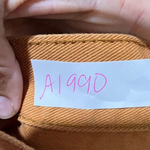 Finest Thread Luxury Goods Straight Leg Jeans Denim 34x32 Brown Orange 5 Pockets - Picture 11 of 11